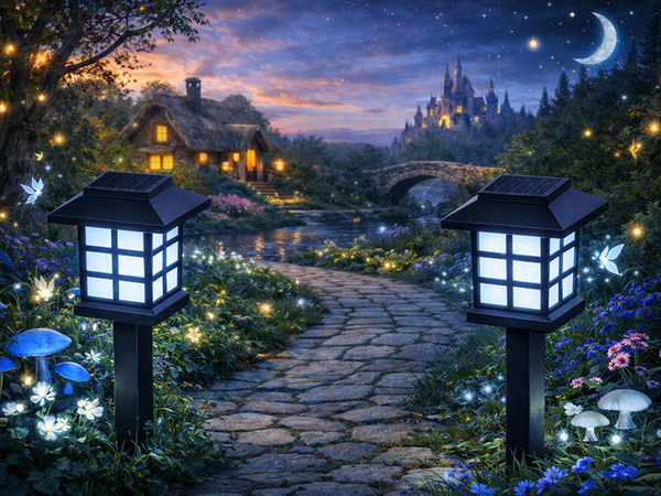 6 LAMPES SOLAIRES DE JARDIN À LED AVEC CAPTEUR CRÉPUSCULAIRE ET PIQUET POUR TERRASSE OU BALCON