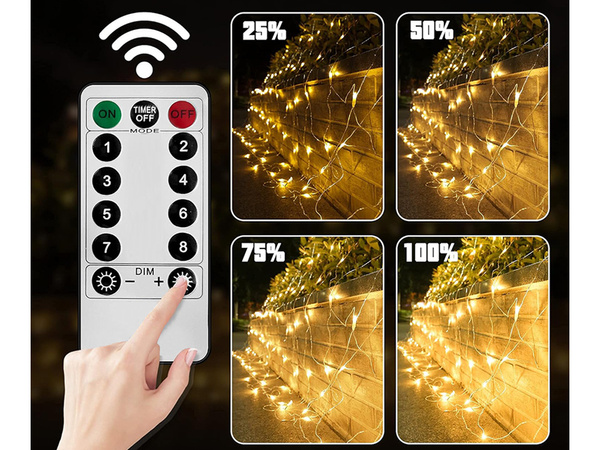 Siatka świetlna kurtyna 160led lampki święta usb pilot biała ciepła 2x2,6m