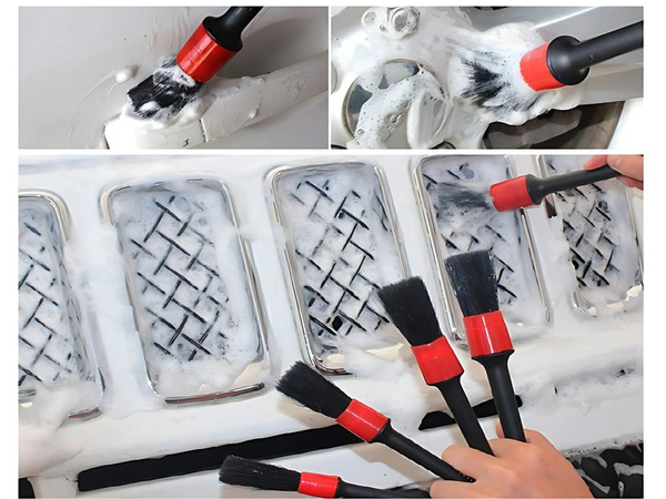 KIT DE LIMPIEZA DE COCHES CEPILLOS ALMOHADILLAS BOLSA ORGANIZADORA