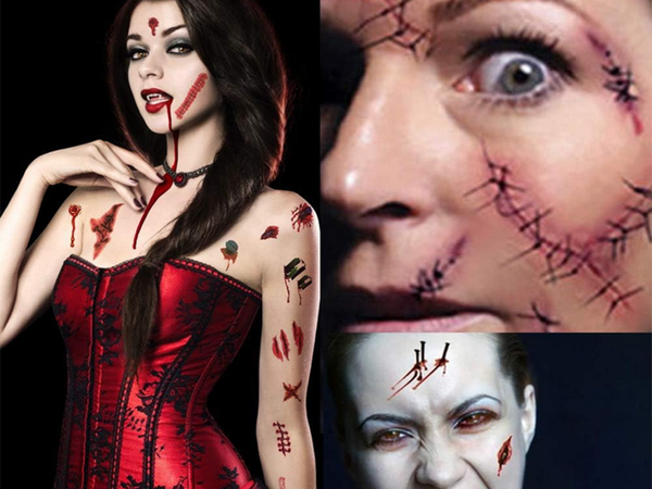 Tätoveeringud halloween võltsitud realistlik pestav ajutine maskeering veri