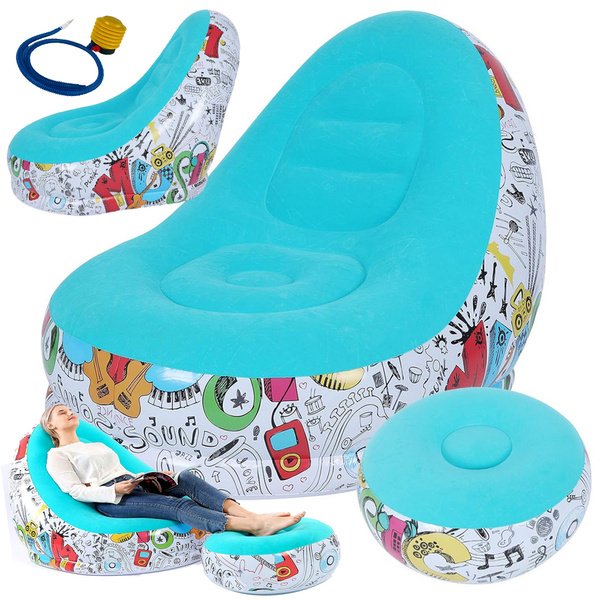 Garden armchair lounger inflatable beach pouf footrest comfortable