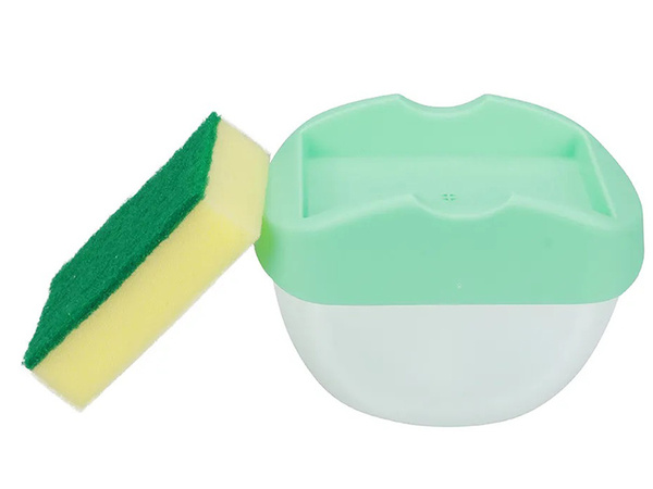 Dishwashing liquid dispenser sponge container