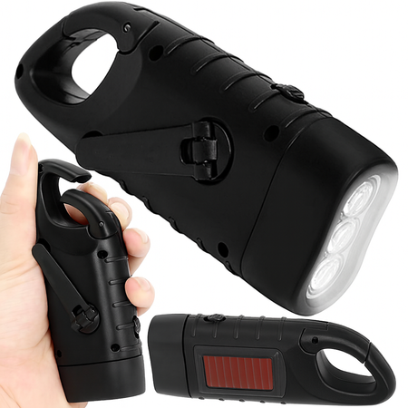 DYNAMO SOLAR TORCH 3 LED KINETIKUS KÉZI KERÉK CLIP