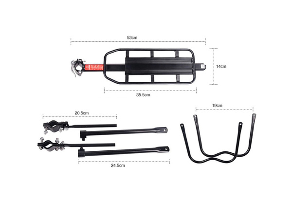 Bicycle rear rack aluminium universal 50kg