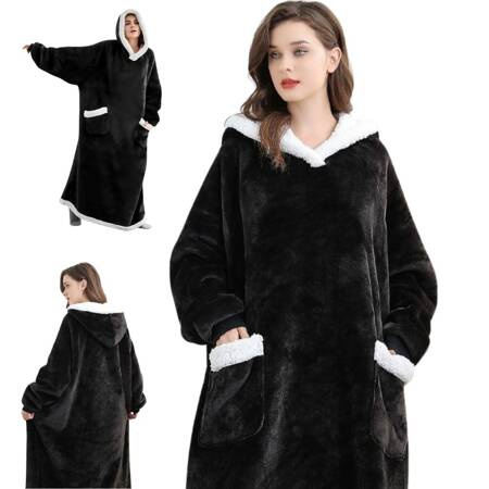 Warm sweatshirt blanket large oversize thick soft hooded dressing gown long xxl