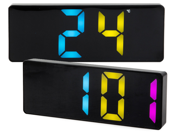 RÉVEIL DIGITAL THERMOMÈTRE ÉLECTRONIQUE ALARME COULEUR DATE SNOOZE