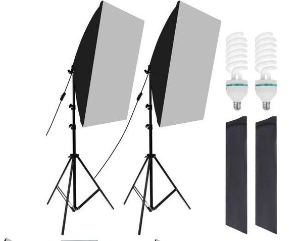2x 135w luz suave caja de luz kit trípode casa estudio fotográfico bombilla