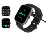 Smartwatch Damenuhr Herrenuhr mit Gummiarmband, Bluetooth, Anruffunktion, schwarz