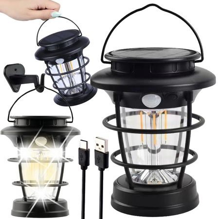 Solar camping lantern led garden lantern usb dusk motion sensor