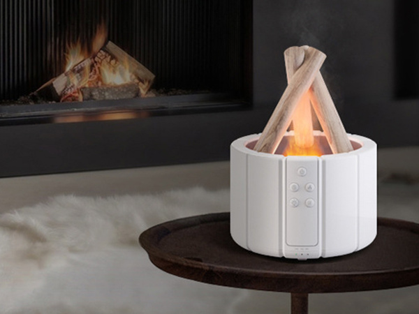Humidificador de aire usb difusor led rgb chimenea aroma niebla fuego
