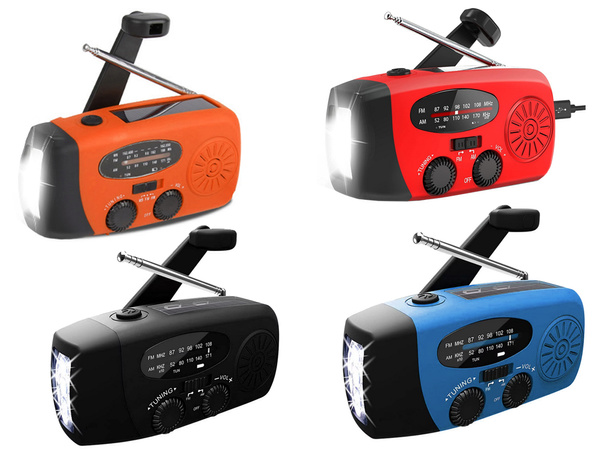 Radio torche rechargeable dynamo solaire banque d'alimentation usb d'urgence