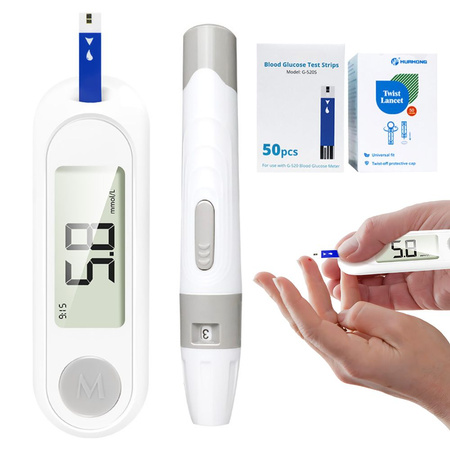 Skaitmeninis gliukozimetras lcd rinkinys 50 juostelių 50 lancetų cukraus kiekio kraujyje tyrimas