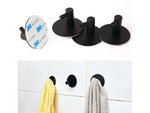 Single hook round towel rail self adhesive black steel