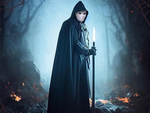 Capa halloween larga capa negra con capucha disfraz disfraz