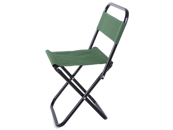Faltbarer touristenstuhl mit rückenlehne