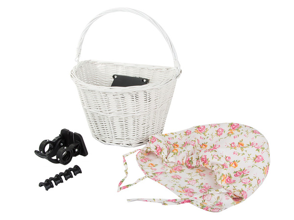 Large wicker bicycle basket click handlebar basket with insert