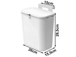 Papelera de cocina colgante con tapa para puerta de armario blanca 9l