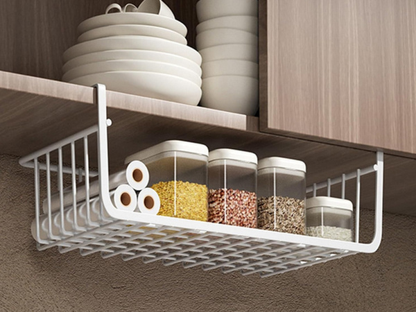 Kabantis krepšys po lentyna metalinis krepšys organizatorius virtuvės krepšys baltas