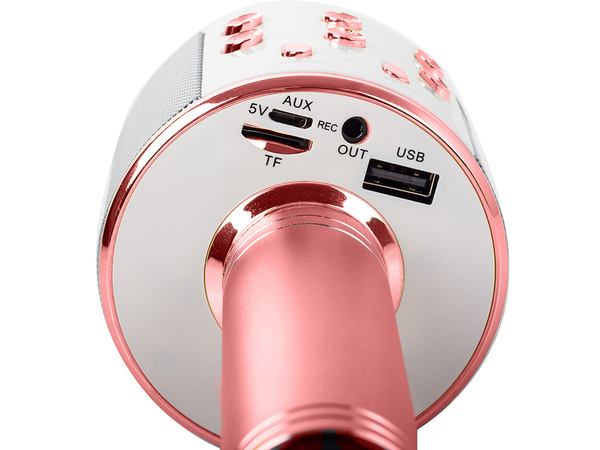 Microphone sans fil bluetooth enceinte karaoké modulateur de voix rond
