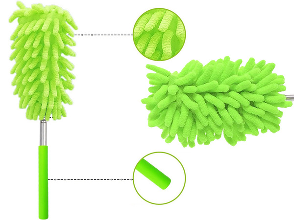 Dirt broom brush telescopic long folding microfibre