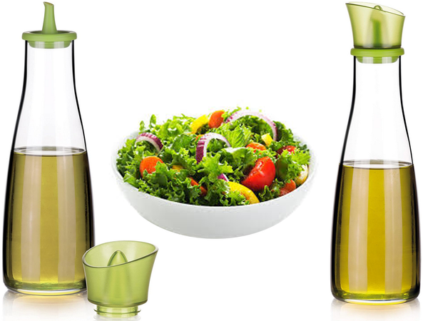 Botella de aceite y vinagre dispensador de vidrio con dispensador de hierbas 0,5l