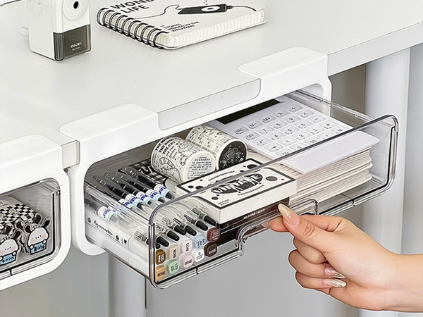 Tiroir sous le plateau du bureau étagère contenant coulissant organiseur poignée