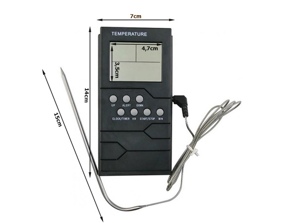 Kitchen thermometer probe lcd clock for meat