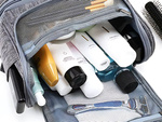 Travel cosmetic bag ogranizer with hook large unisex waterproof grey