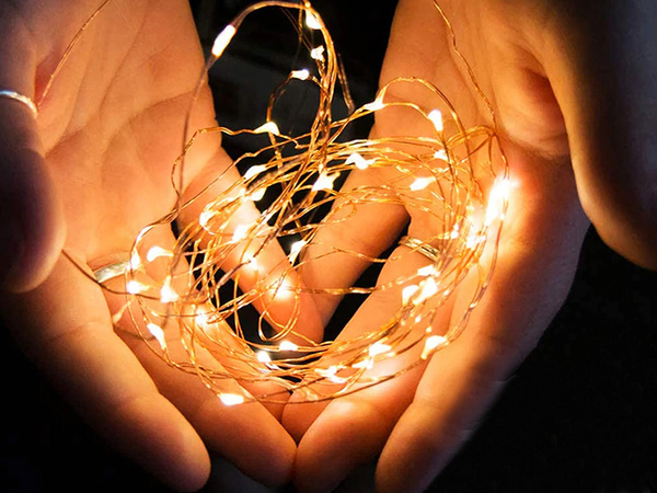 Fil lumineux 100 leds avec piles 10m blanc chaud