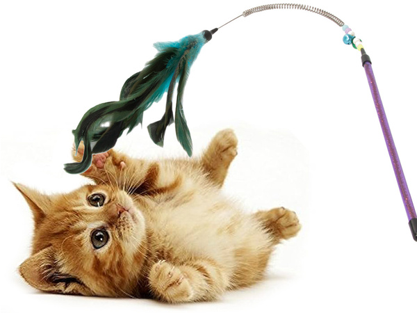 Hračka pre mačky rybársky prút hrkálka na hranie