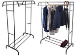 Standing clothes hanger with shelves for shoes and jackets, metal, for wardrobe