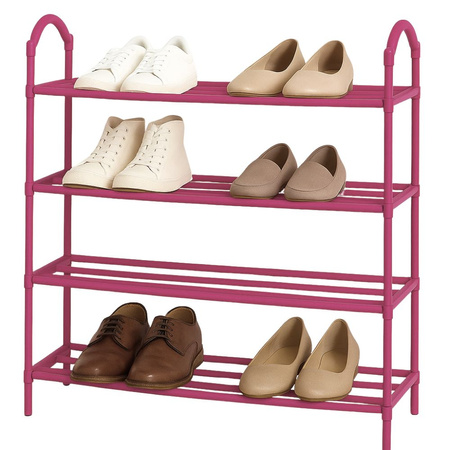 Shoe shelf shoe organiser stackable cabinet pink 4-level shelf unit large