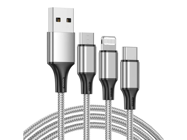 3v1 usb kábel pre telefón lightning kábel iphone micro usb typ-c 1,2 m