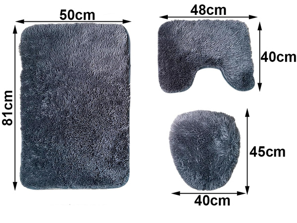 Tapis de salle de bain set de 3 pièces 3in1 anti-dérapant séchage rapide