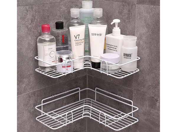 Loft étagère d'angle pour douche crochet suspendu blanc