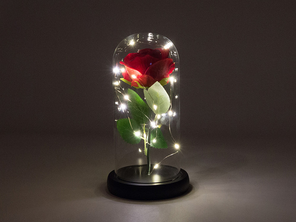 Ewige rose in glas geschenk led leuchtet box