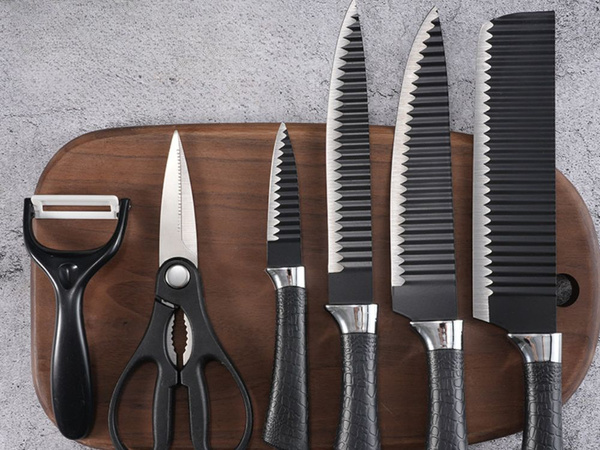 6-piece kitchen knife set kitchen scissors peeler steel