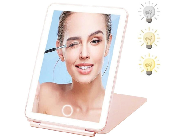 Miroir de maquillage éclairé par led miroir de voyage pliant