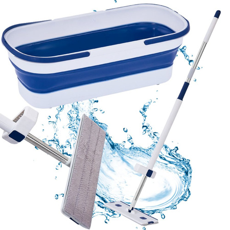 Mopa plana de microfibra con escurridor y cubo plegable desmontable para suelos.