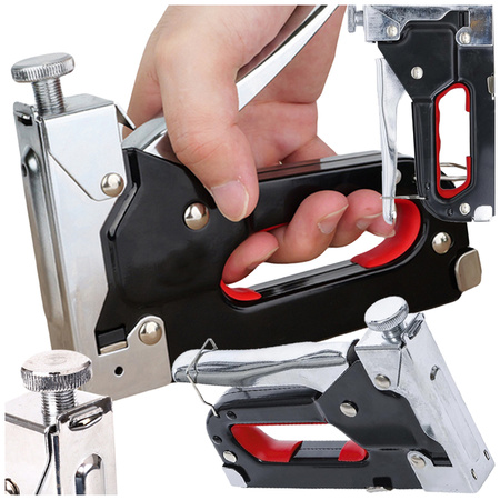 Upholstery stapler hand tacker for 4-14mm staples metal 3 in 1 locking mechanism