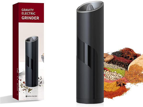 Gravity electric pepper mill for salt