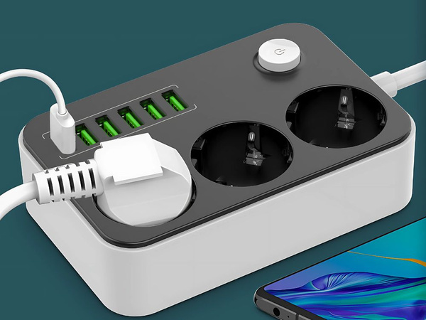 3-spot 250v 2m 6x usb nabíjačka