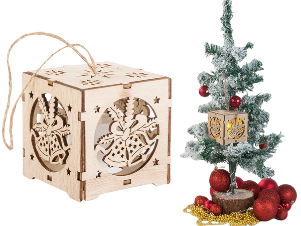 Lanterne suspendue en bois éclairage de l'arbre de noël ornement de noël cloches