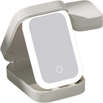 Makeup mirror with led lighting organiser for travel cosmetics