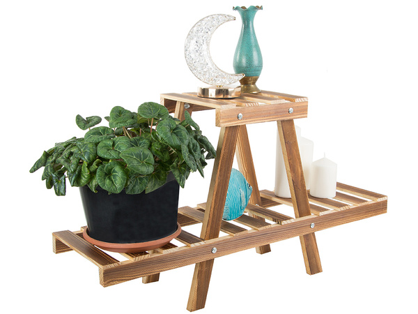 Flowerbed stand wooden flower pot two-storey shelf