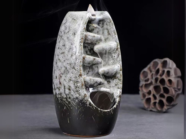 Scented ceramic fireplace waterfall incense aromatherapy + 10 wicks