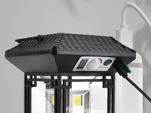 Saules lampa ar krēslas kustības sensoru 5 režīmi 60 led cob ar tālvadības pulti