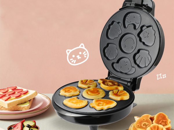 Electric waffle maker for waffles and cookies, moulds with various designs, 1200W