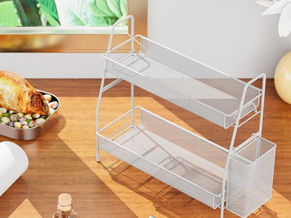 Étagère de cuisine loft organisateur de cuisine à deux étages avec panier