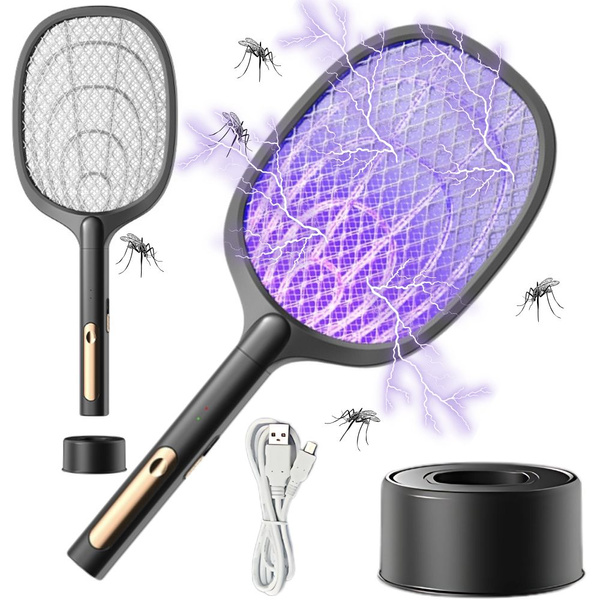 Elektrische fliegenklatsche für mücken motten insekten mit uv-lampe mit ständer
